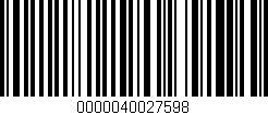 Código de barras (EAN, GTIN, SKU, ISBN): '0000040027598'