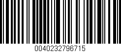 Código de barras (EAN, GTIN, SKU, ISBN): '0040232796715'