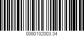 Código de barras (EAN, GTIN, SKU, ISBN): '0080102003.34'