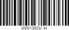 Código de barras (EAN, GTIN, SKU, ISBN): '0080138032.34'