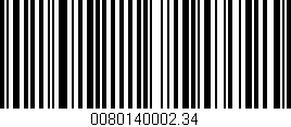 Código de barras (EAN, GTIN, SKU, ISBN): '0080140002.34'