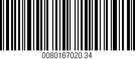 Código de barras (EAN, GTIN, SKU, ISBN): '0080167020.34'
