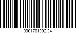 Código de barras (EAN, GTIN, SKU, ISBN): '0081701002.34'