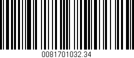 Código de barras (EAN, GTIN, SKU, ISBN): '0081701032.34'