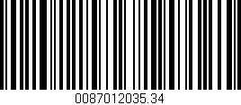 Código de barras (EAN, GTIN, SKU, ISBN): '0087012035.34'