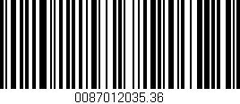 Código de barras (EAN, GTIN, SKU, ISBN): '0087012035.36'