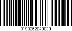 Código de barras (EAN, GTIN, SKU, ISBN): '0190262040033'