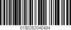 Código de barras (EAN, GTIN, SKU, ISBN): '0190262040484'