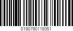 Código de barras (EAN, GTIN, SKU, ISBN): '0190780118351'