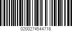 Código de barras (EAN, GTIN, SKU, ISBN): '0200274544716'