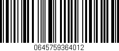Código de barras (EAN, GTIN, SKU, ISBN): '0645759364012'
