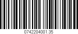 Código de barras (EAN, GTIN, SKU, ISBN): '0742204001.35'