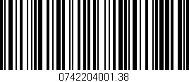 Código de barras (EAN, GTIN, SKU, ISBN): '0742204001.38'