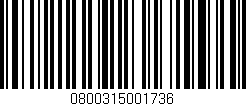 Código de barras (EAN, GTIN, SKU, ISBN): '0800315001736'