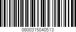 Código de barras (EAN, GTIN, SKU, ISBN): '0800315040513'