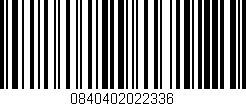 Código de barras (EAN, GTIN, SKU, ISBN): '0840402022336'