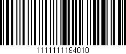 Código de barras (EAN, GTIN, SKU, ISBN): '1111111194010'
