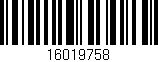 Código de barras (EAN, GTIN, SKU, ISBN): '16019758'