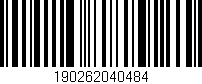 Código de barras (EAN, GTIN, SKU, ISBN): '190262040484'