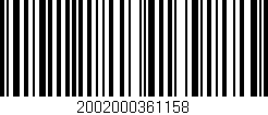 Código de barras (EAN, GTIN, SKU, ISBN): '2002000361158'