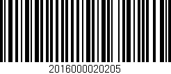 Código de barras (EAN, GTIN, SKU, ISBN): '2016000020205'