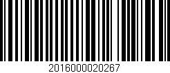 Código de barras (EAN, GTIN, SKU, ISBN): '2016000020267'