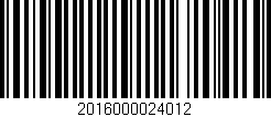 Código de barras (EAN, GTIN, SKU, ISBN): '2016000024012'