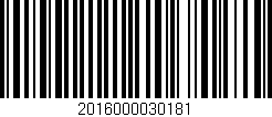 Código de barras (EAN, GTIN, SKU, ISBN): '2016000030181'