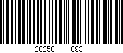Código de barras (EAN, GTIN, SKU, ISBN): '2025011118931'