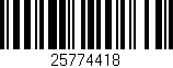 Código de barras (EAN, GTIN, SKU, ISBN): '25774418'