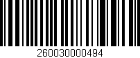 Código de barras (EAN, GTIN, SKU, ISBN): '260030000494'