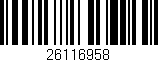Código de barras (EAN, GTIN, SKU, ISBN): '26116958'