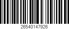 Código de barras (EAN, GTIN, SKU, ISBN): '26540147926'