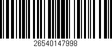 Código de barras (EAN, GTIN, SKU, ISBN): '26540147998'