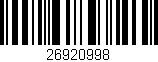 Código de barras (EAN, GTIN, SKU, ISBN): '26920998'