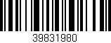 Código de barras (EAN, GTIN, SKU, ISBN): '39831980'