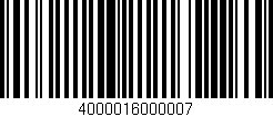 Código de barras (EAN, GTIN, SKU, ISBN): '4000016000007'
