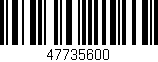 Código de barras (EAN, GTIN, SKU, ISBN): '47735600'