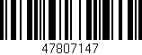 Código de barras (EAN, GTIN, SKU, ISBN): '47807147'