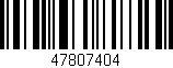 Código de barras (EAN, GTIN, SKU, ISBN): '47807404'