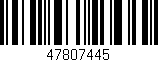 Código de barras (EAN, GTIN, SKU, ISBN): '47807445'