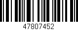 Código de barras (EAN, GTIN, SKU, ISBN): '47807452'