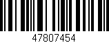 Código de barras (EAN, GTIN, SKU, ISBN): '47807454'