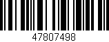 Código de barras (EAN, GTIN, SKU, ISBN): '47807498'