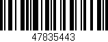 Código de barras (EAN, GTIN, SKU, ISBN): '47835443'