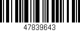 Código de barras (EAN, GTIN, SKU, ISBN): '47839643'