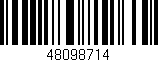 Código de barras (EAN, GTIN, SKU, ISBN): '48098714'