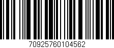 Código de barras (EAN, GTIN, SKU, ISBN): '70925760104562'