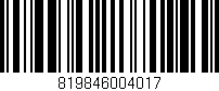 Código de barras (EAN, GTIN, SKU, ISBN): '819846004017'