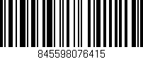 Código de barras (EAN, GTIN, SKU, ISBN): '845598076415'